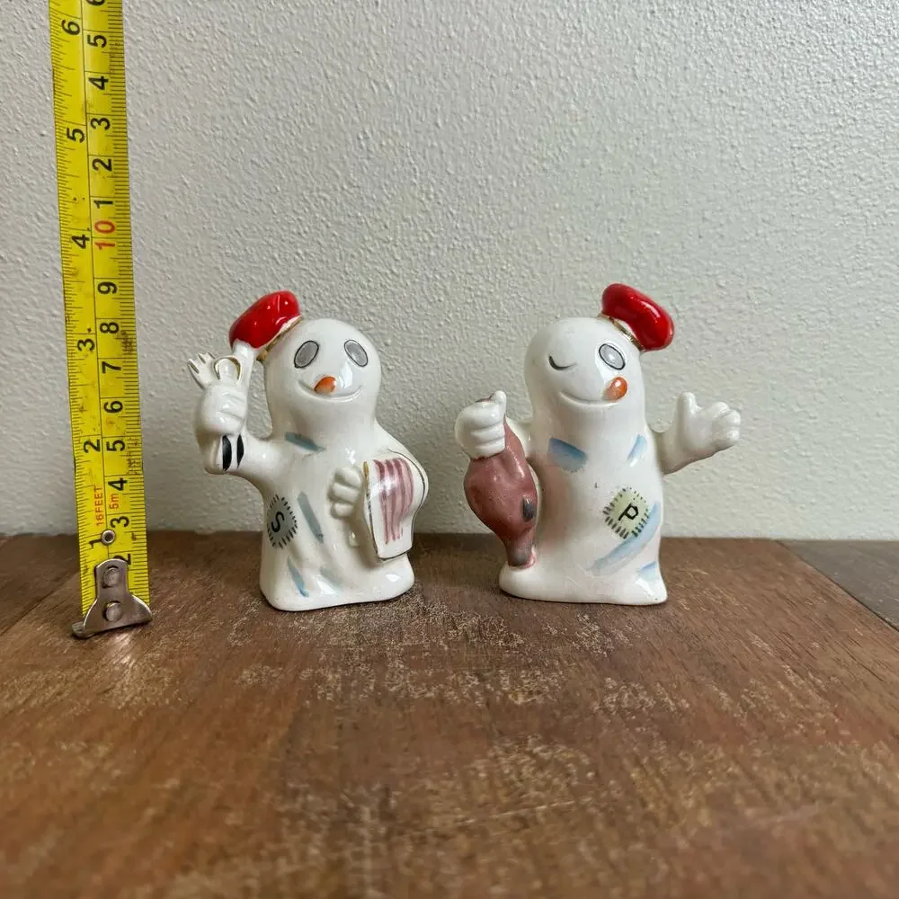 Japan MCM Mid Century VINTAGE spooky cooking chef ghost‎ salt pepper shakers